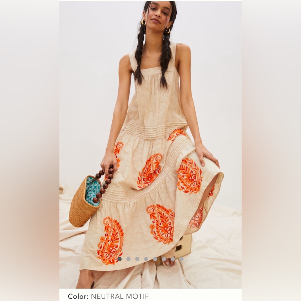 Anthropologie Felicity Embroidered Maxi Dress Small